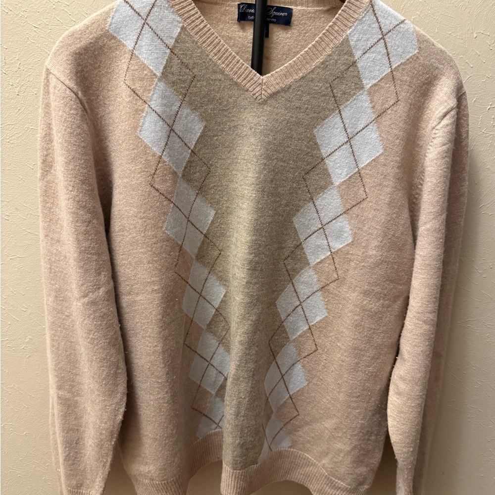 Vintage Beige and White Wool Men's Sweater